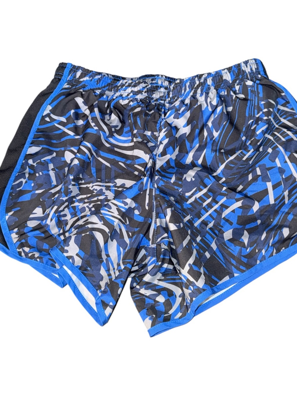 Nike Dri-FIT Women’s Running Shorts Blue Black Abstract Print Size XL